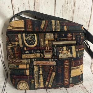 Book Library Themed Tapestry Purse With Black Handles Booktok Bookworm